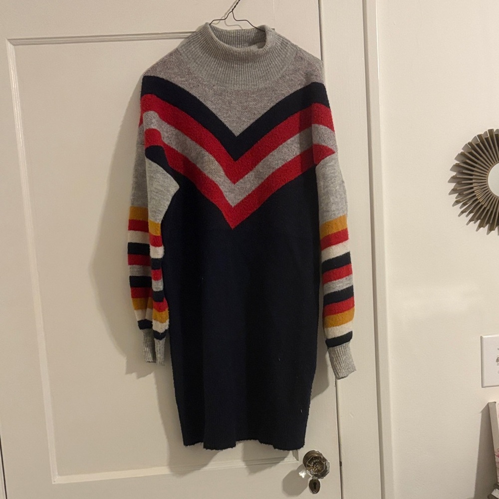 MINKPINK Multicolor Chevron Turtleneck Sweater Dress